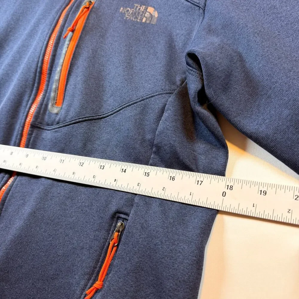 The North Face Men's Mountain Athletics Full-Zip Hoodie Blue Orange Zip Size Med
